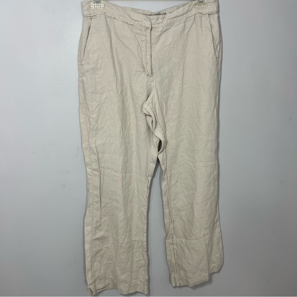 Vintage Chico's Tan Linen Pants Casual Summer Slacks Relaxed Fit Trousers Vacay - Picture 3 of 8